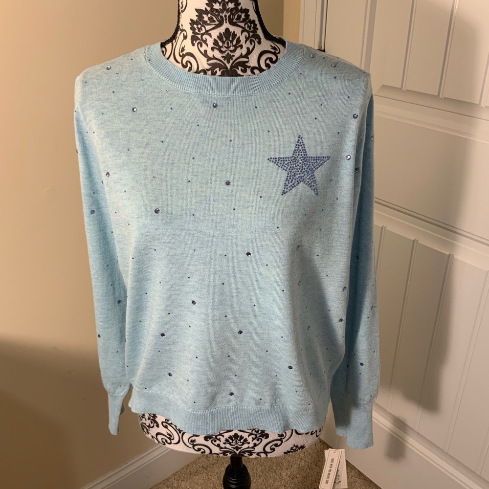 Nanette Lenore Women's Light Blue Star Sweater NWT